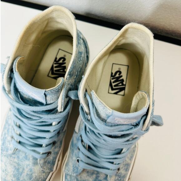 Vans Washed Blue White Sk8-Hi Taper Denim Winter Sky Skate Shoes 8 - Picture 9 of 15
